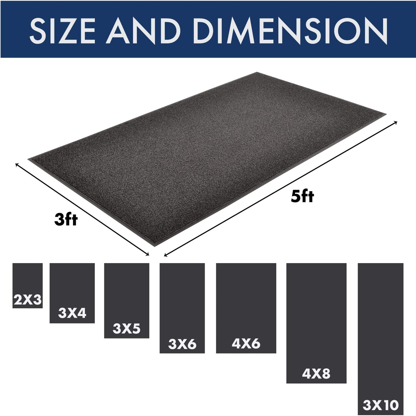 Notrax 231 Prelude Indoor/Outdoor Entrance Mat, for Home or Business, 4' x 6', Black
