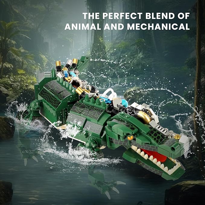 Ideas Mechanical Crocodile Building Set - Alligator Animal Toy with Display Stand and Light Compatible with Lego Dinosaur STEM Gift for Adults &amp Teens Boys Ages 14+ (996 PCS)