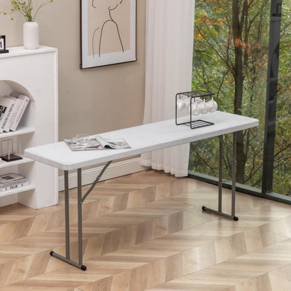 BTEXPERT Set of 10, 5-Foot - 60" Long White Plastic Folding Seminar Training Table Portable 18" Wide Narrow, 29" High, Events Indoor Outdoor Lightweight