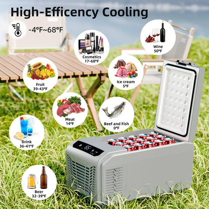 Antarctic Star Car Refrigerator, 12 Volt Car Fridge, 16 QT Portable Freezer Compressor Electric Cooler For Car, Control Panel with Lock, -4℉-68℉ 12V DC & 100V AC for Car/RV/Camping/Travel