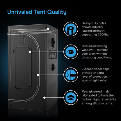 AC Infinity CLOUDLAB 894, Advance Grow Tent 8x4, Thickest 1" Poles, 2000D Mylar Canvas, Lab-Tested Highest Reflectivity, Largest Zipper Window, Controller Mount Plate, 96" x 48" x 80" Indoor Growing