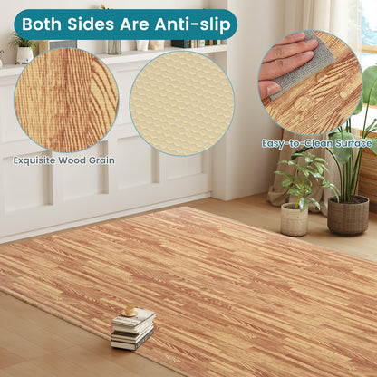 Happygrill 100 Sq. Ft. Interlocking Foam Floor Tiles, 25 PCS 2/5 Thick Wood Grain EVA Foam Mat w/50 Borders, 24” x 24” Puzzle Exercise Mat Gym Flooring for Home Gym Apartment Basement Play Room Yoga