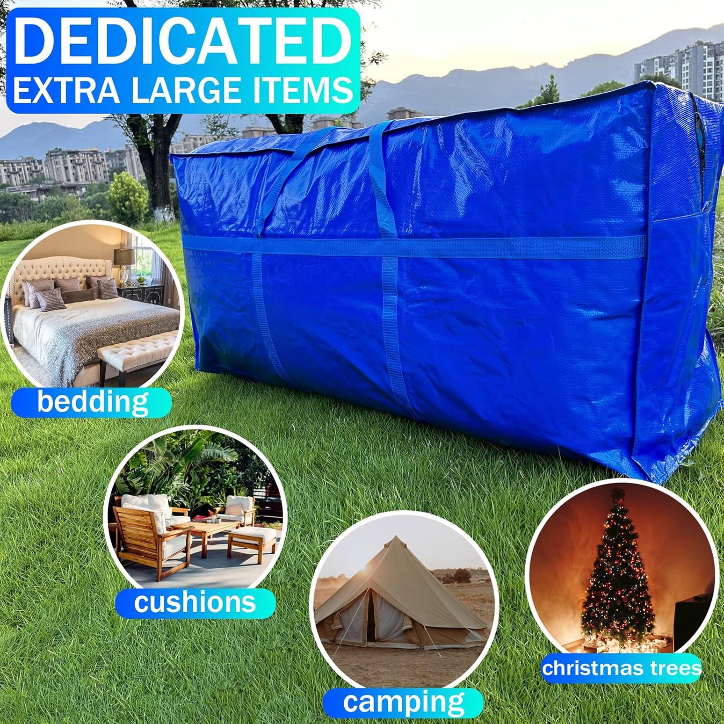 66 Gallon Extra Large Storage Bags by [Brand Name] - Heavy Duty, Waterproof Moving Duffle with Zipper & Strong Handles
