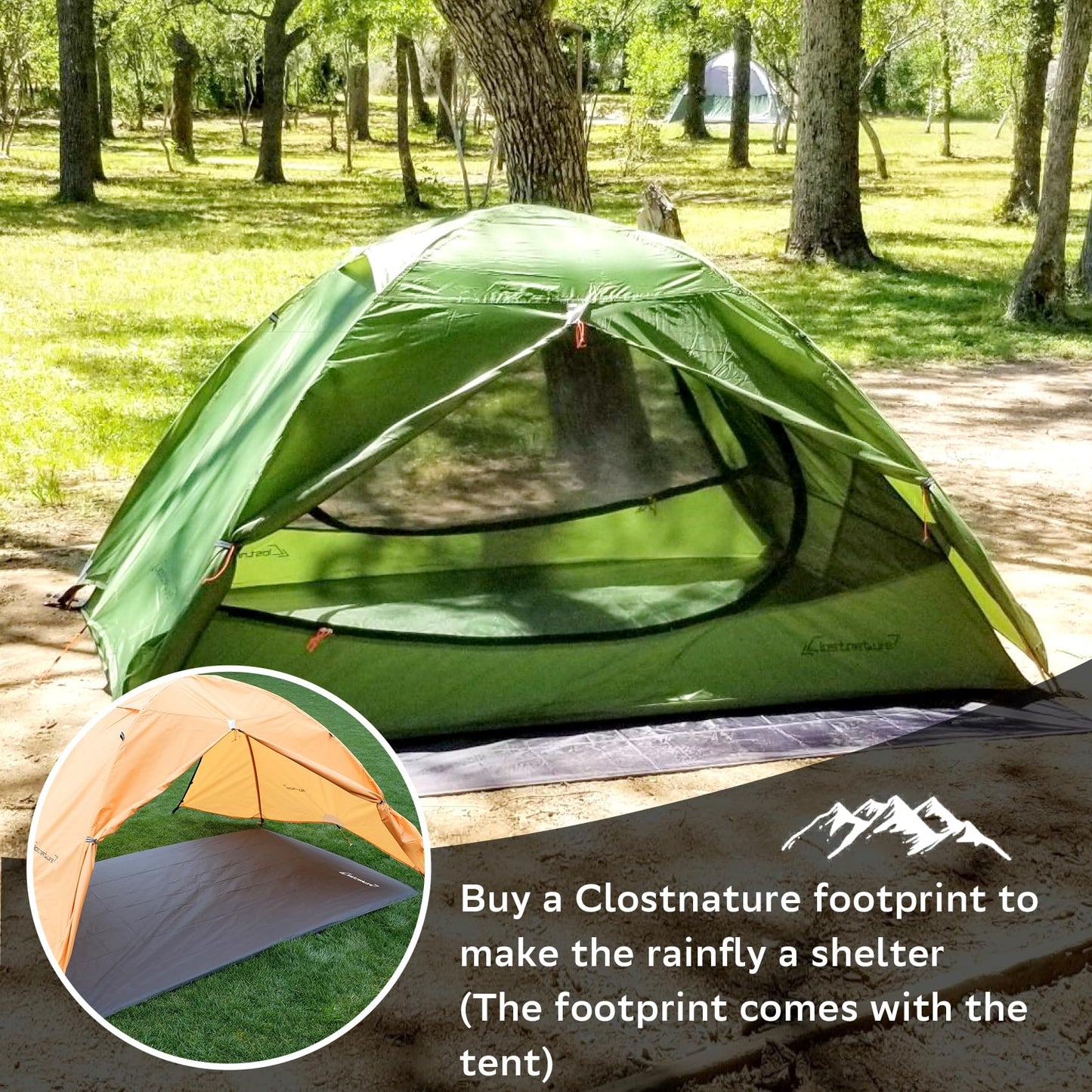Clostnature Lightweight Backpacking Tents - 7'3'' x 4'11'' x 3'10'' Camping Tent with Matching Waterproof Tent Footprint, 2 Person Waterproof Tent with Camping Tarp for Outdoor, Hiking