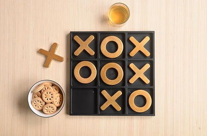Classic Tic Tac Toe Game Resin Strategy and Fun Games for Kids Tabletop Board Games Party Favours for KidsGolden Tic-Tac-Toe Plastic Board Home DécorGold