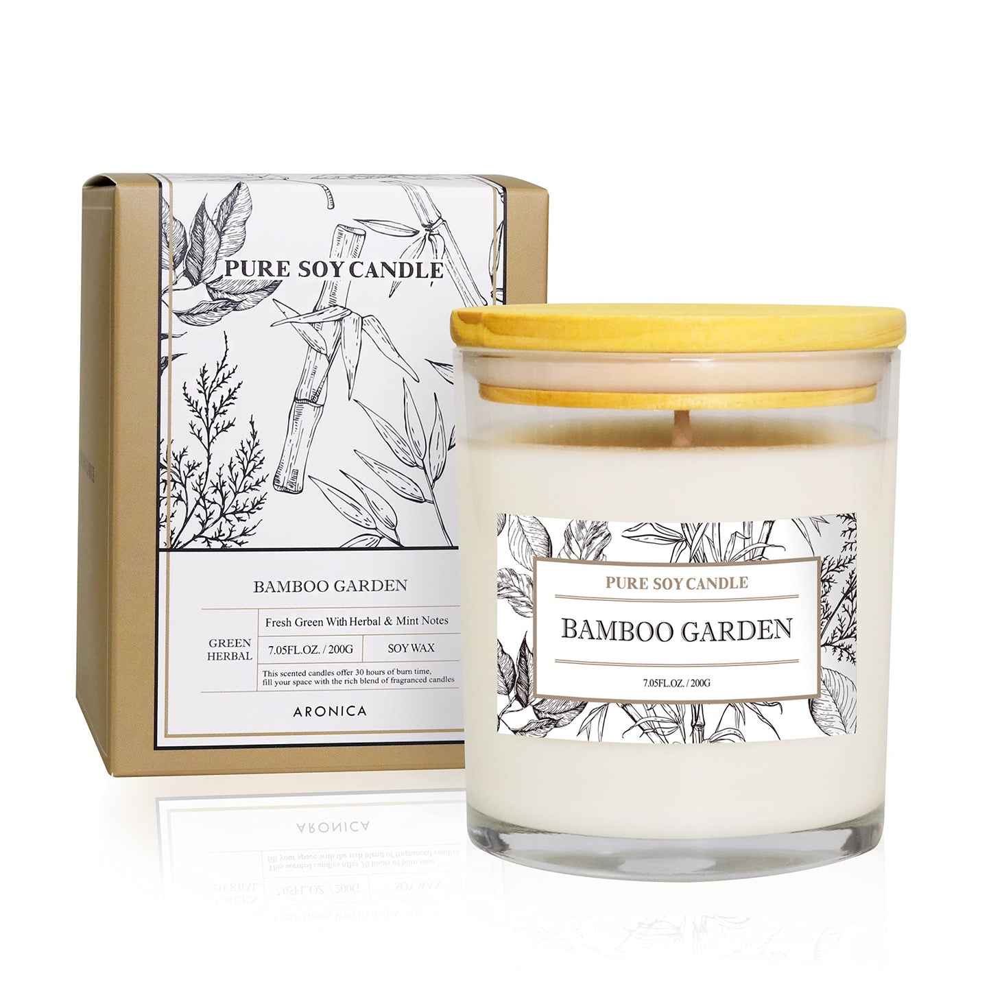Aronica High End Hostess Gifts for Woman, Bamboo Jasmine Candle, Soy Candles for Home Scented, Non Toxic New Home Candle, Natural Summer Candles