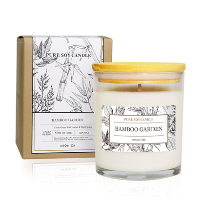 Aronica High End Hostess Gifts for Woman, Bamboo Jasmine Candle, Soy Candles for Home Scented, Non Toxic New Home Candle, Natural Summer Candles