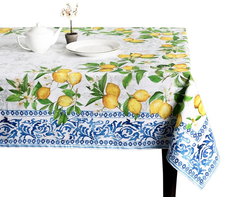 Maison d' Hermine Table Cloth Rectangle Table 100% Cotton 60 x 90 Inches Tablecloth Reusable Decorative for Dining Kitchen Room Farmhouse Home Gifts for Mothers Day Spring Summer - Cedrat