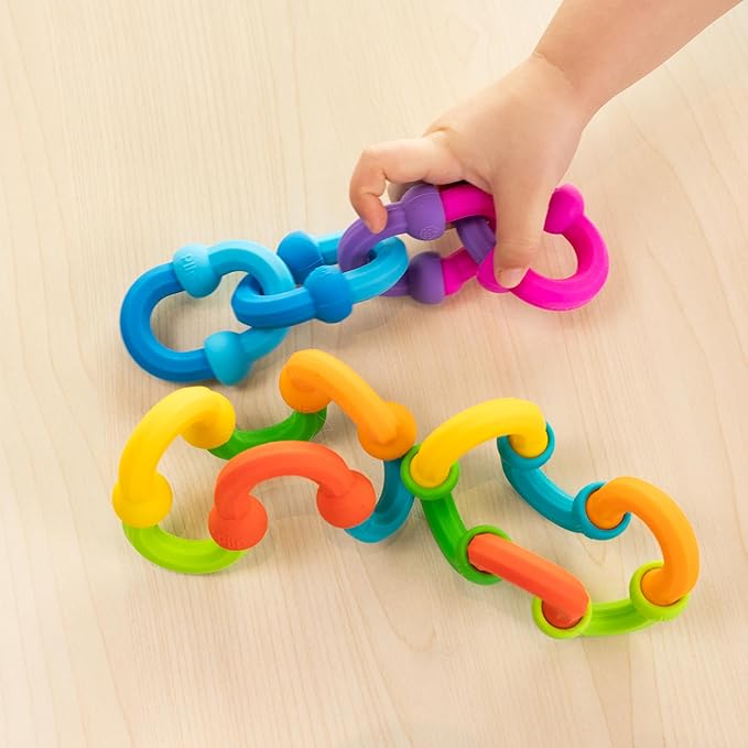 Fat Brain Toys Plip Links Silicone Building Toys for Creative Play Creative Construction Play Set for Preschoolers Kids Toys Ages 3 to 12