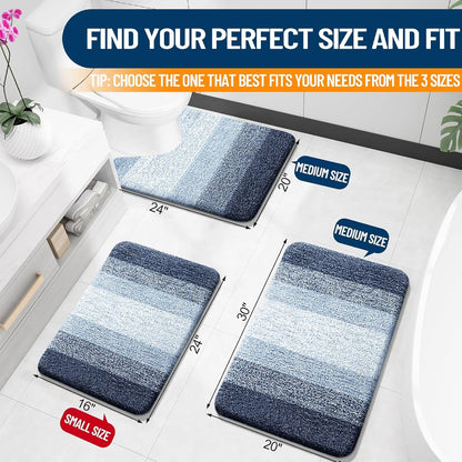 OLANLY Bathroom Rugs - Extra Soft Microfiber Mat, Quick Dry & Machine Washable - 30x20, Navy Blue