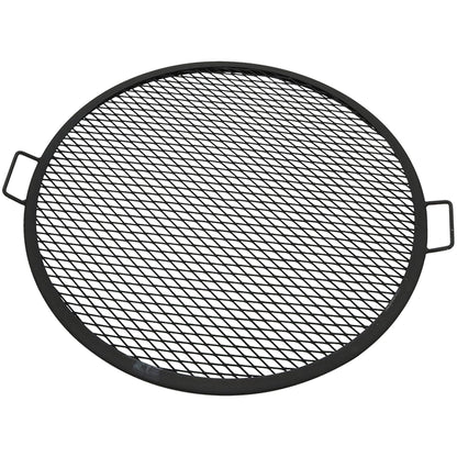 Sunnydaze X-Marks Outdoor Fire Pit Grill Grate for Cooking - Round Fire Pit Grate - Steel Campfire BBQ Grill with Handles - 30-Inch