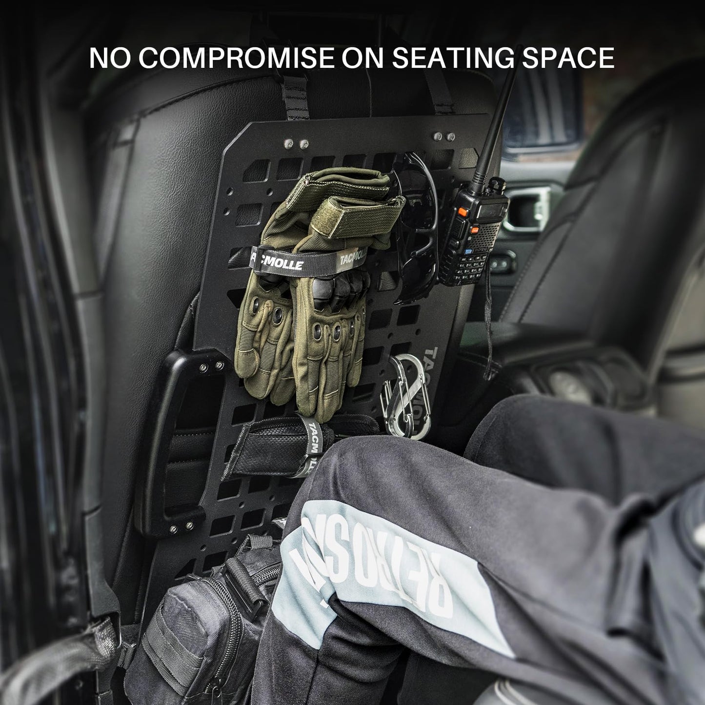 TACMOLLE Portable Rigid MOLLE Panel, Tactical Car Back Seat Organizer with Handle, Heavy Duty Car Storage Organizer for Modular Storage, Universal MOLLE Panels for Vehicles Car Truck Mount Rack