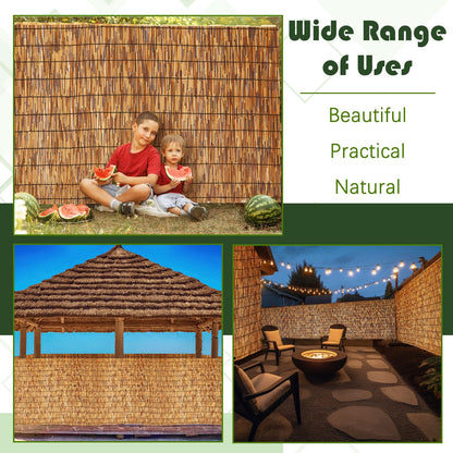 Barydat 3 Pcs 4 x 16.4 ft Reed Fence Roll, 85% Shade Bamboo Privacy Screen, Natural Decorative Reed Fencing for Outdoor Garden Backyard Patio Balcony
