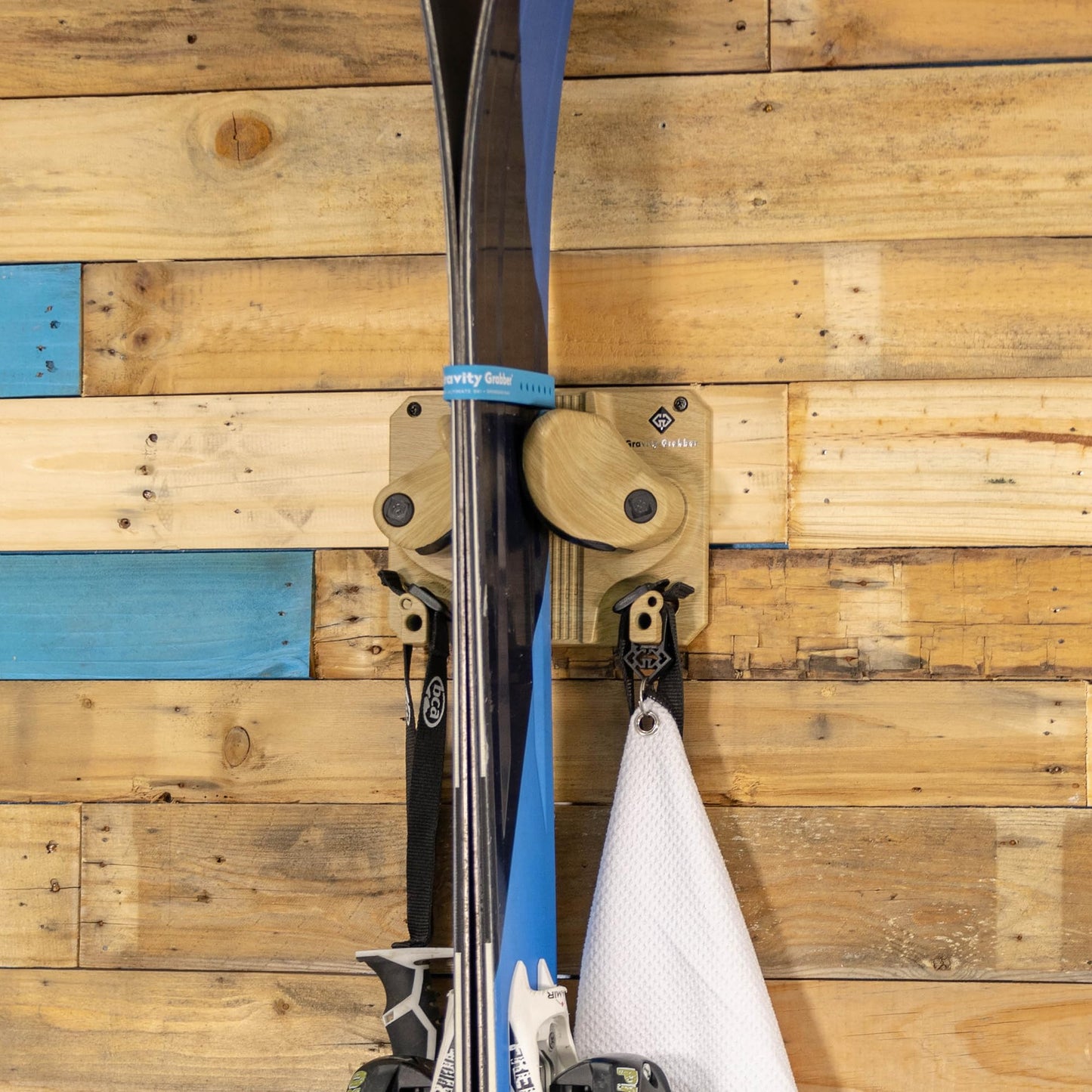 Gravity Grabber, The OG - Ski & Snowboard Wall Mount, Indoor Garage & Home Storage Organizer, Damage-Free Grip, Holds Skis/Boards/Poles/More, Space-Saving Premium Gear Rack, (Wood 6-Pack)