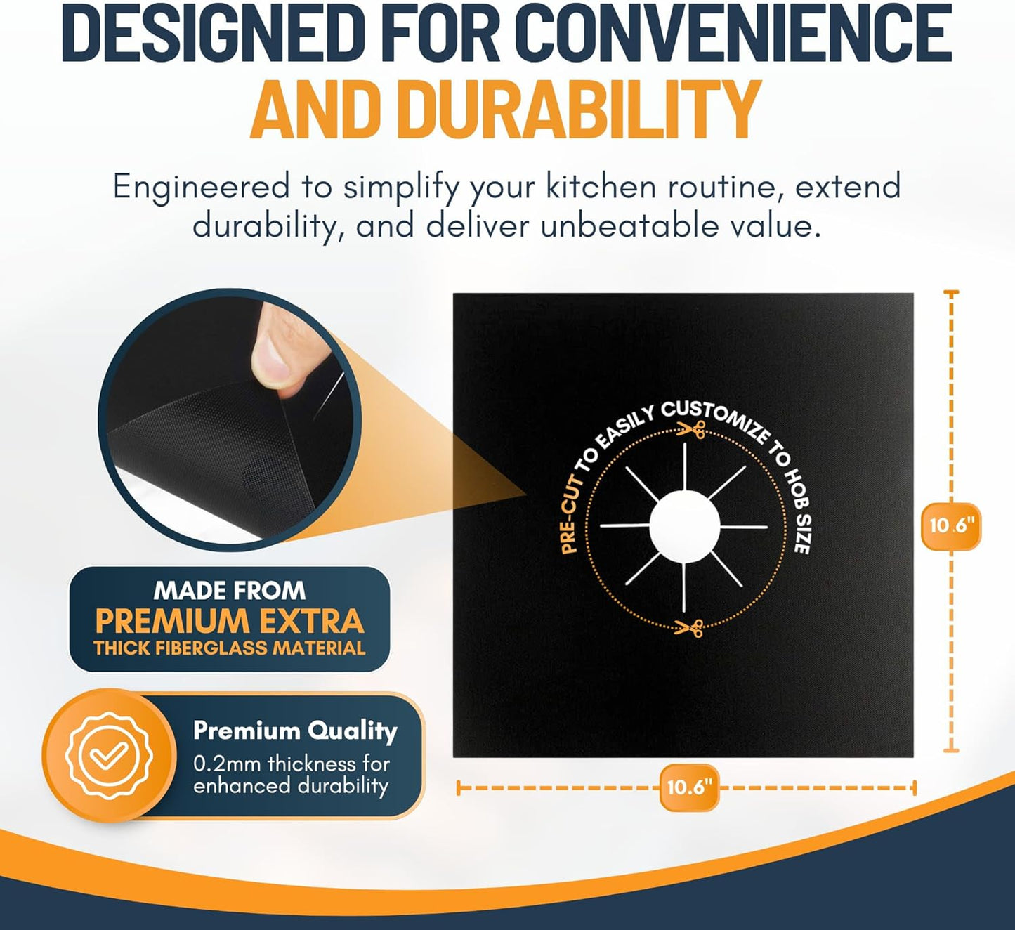Linda’s Essentials Gas Stove Burner Covers - Extra Thick Non-Stick Heat Resistant Protectors | 10 Pack