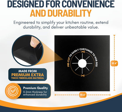 Linda’s Essentials Gas Stove Burner Covers - Extra Thick Non-Stick Heat Resistant Protectors | 10 Pack