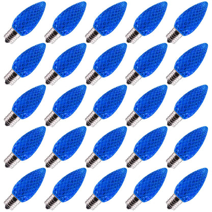 Minetom C9 LED Christmas Light Bulbs, Shatterproof, Dimmable, E17 Base, 25 Count, Blue