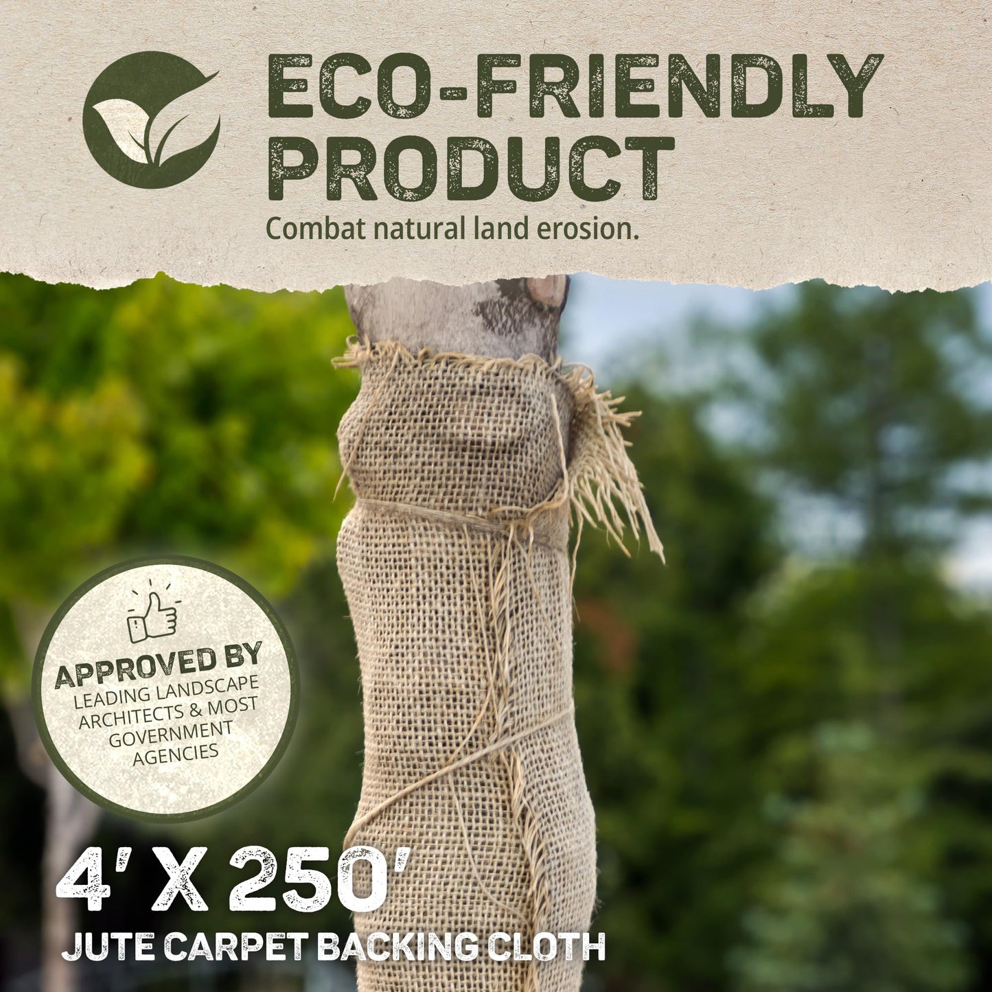 Dewitt Natural Burlap Roll 5.5 oz, 4 x 250 Feet – Medium-Weave Jute Fabric for Soil Covering, Plant Protection, Tree Wraps, Erosion Control, Wind Screens, and Crafts