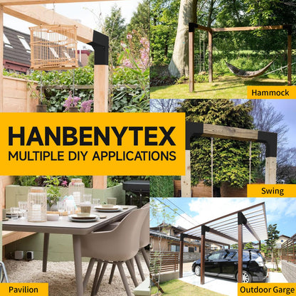 HANBENYTEX 4Pack 2-Way Pegola Brackets, DIY L-Shaped Conrer Bracket with Screw for 4 x 4 (Actual:3.5x3.5) Wood Beam Support,Heavy Duty Steel Gazebo Bracket for Outdoor Pavilion,Porch,Hunt Cabin