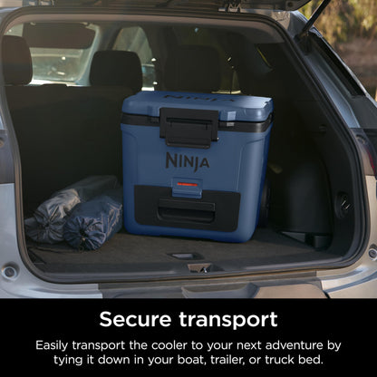 Ninja | Cooler | FrostVault 30QT Cooler with Wheels | Insulated with Temp Dry Storage Drawer | Keeps Ice Cold for Days | for the Beach, Camping, Picnics & More | Lakeshore Blue | FB230BL
