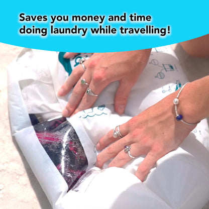 Scrubba UNTOUCHED Wash Bag & Dry Kit - Portable Washing Machine System with XL Towel, Pegless Clothesline & Hangers - Lightweight Eco-Friendly Travel Laundry Kit for Camping, Hiking & RV