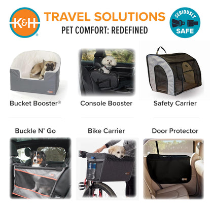 K&H Pet Products Enclosed Large Dog Car Seat, Travel Safety Carrier, Dog Travel Car Seat, Soft-Sided Covered Pet Carrier, Washable Pad, Multiple Entrances, Mesh Windows - Large 29.5 X 22 X 25.5in
