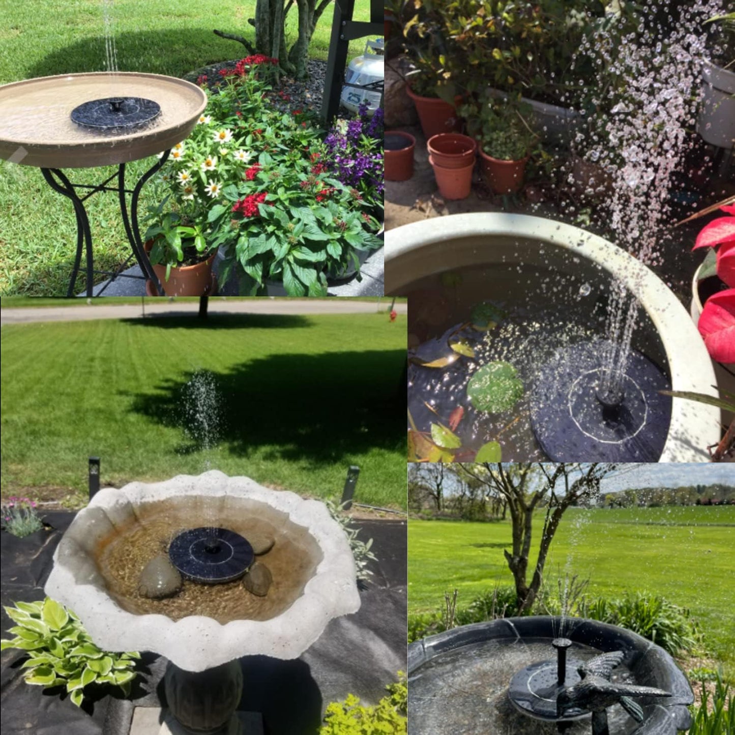 Skiennix Solar Fountain - Solar Powered Bird Bath Pump with 4 Nozzles | 1.4W Outdoor Water Feature for Garden & Pond