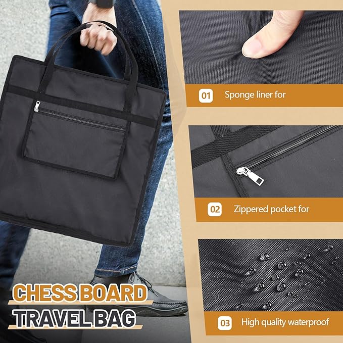 Inch Chess Bag Standard Chess Board Carrying Bag with a Single Zippered Pocket for Storing Your Equipment an Ideal Gift(22 x 22)
