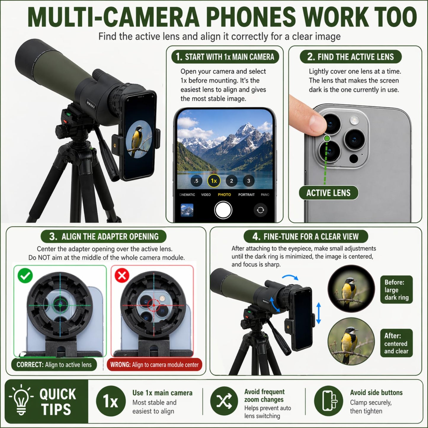 NWDEY Spotting Scope 25-75x80, BAK4 Prism FMC Optics, Waterproof Spotting Scope with Upgraded Tripod, Phone Adapter and Carrying Case for Bird Watching, Target Shooting, Wildlife Viewing