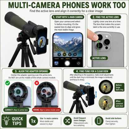NWDEY Spotting Scope 25-75x80, BAK4 Prism FMC Optics, Waterproof Spotting Scope with Upgraded Tripod, Phone Adapter and Carrying Case for Bird Watching, Target Shooting, Wildlife Viewing