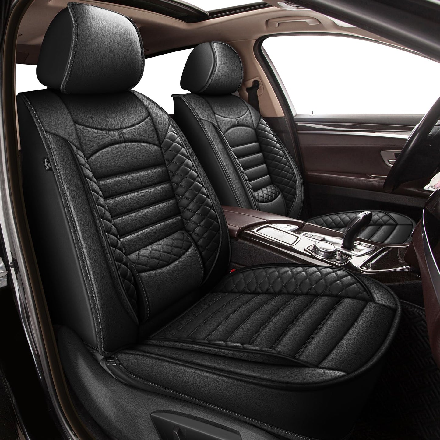 JIAMAOXIN Car Seat Covers fit for Ford Expedition 2011-2025 2026: Leather Front Seat Covers Waterproof Automotive Seat Protector (2 Seats, Black)