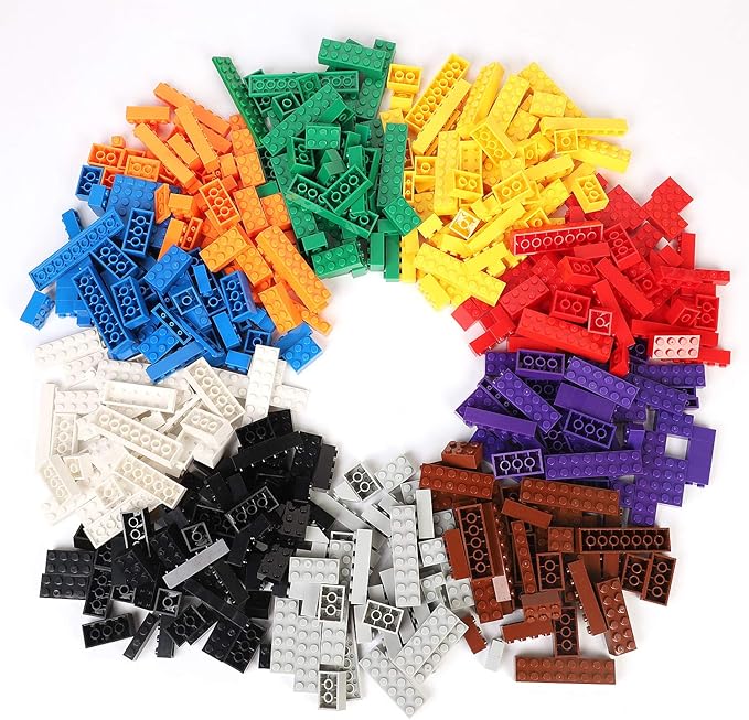 Building Bricks 1020 Pieces Set 1000 Basic Building Blocks in 17 Fun Shapes Includes Wheels Door Window Bulk Block with Storage Box Handle and Base Plate Compatible Block Construction Toys