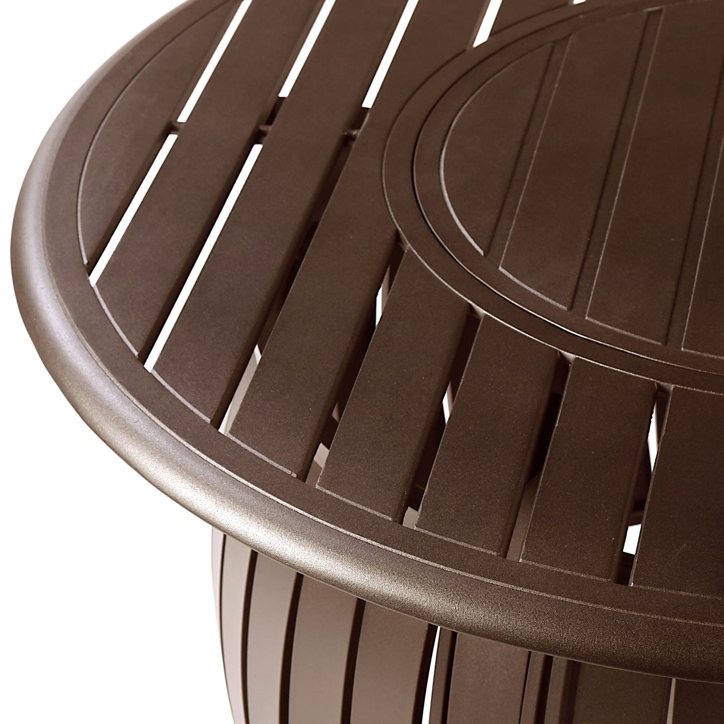 Round 44 in. x 44 in. Aluminum Propane Fire Pit Table with Glass Beads, Two Covers, Lid, 57,000 BTUs in Brown Finish