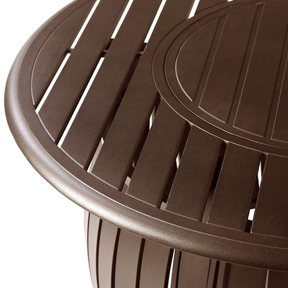 Round 44 in. x 44 in. Aluminum Propane Fire Pit Table with Glass Beads, Two Covers, Lid, 57,000 BTUs in Brown Finish