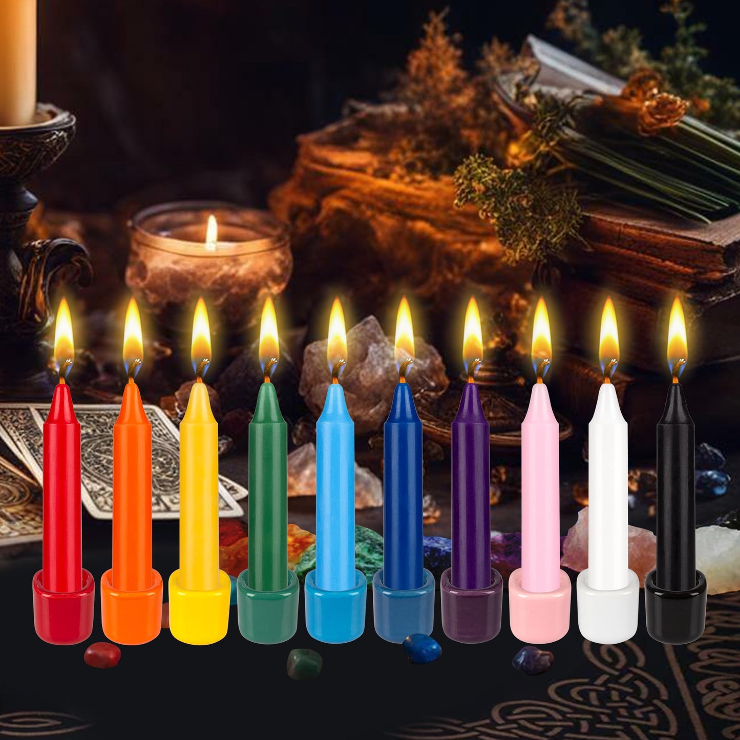 Mega Candles 10 pcs Unscented Gold Exquisite Mini Taper Spell Candles, 4 Inch Tall x 3/4 Inch Diameter, Supreme Chimes, Enchantment, Casting Rituals, Witchcraft, Wiccan, Altar, Magic, Metaphysical