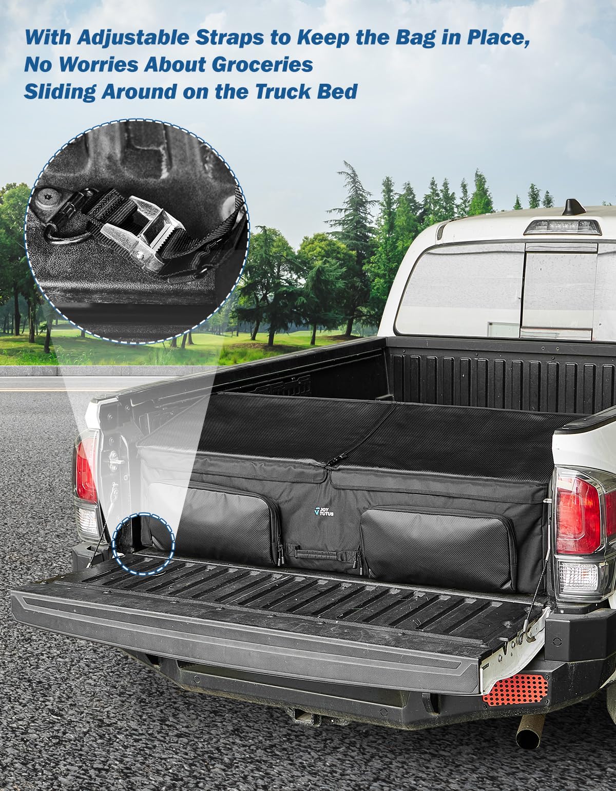 JOYTUTUS Truck Bed Cargo Box Organizer for Pickup, Truck Bed Cargo Bag, Storage Organizer Carrier Accessories for Groceries, Golf, Easily Slide in and Out, Easy Access