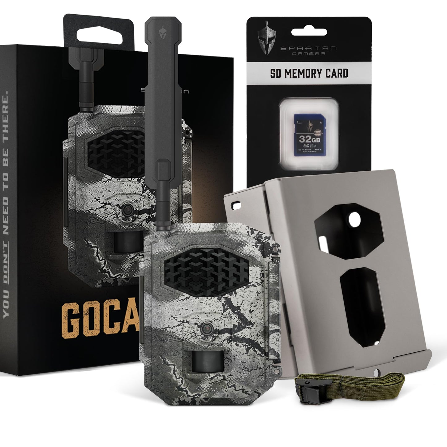 Spartan Camera GoCam2 Cellular Trail Camera Bundle – Security Box & 32GB Full-size SD Card Included,FHD Photo Capture,1080P Video,No-Glow IR Night Vision,Water Resistant (Spartan Areus, Multi-carrier)