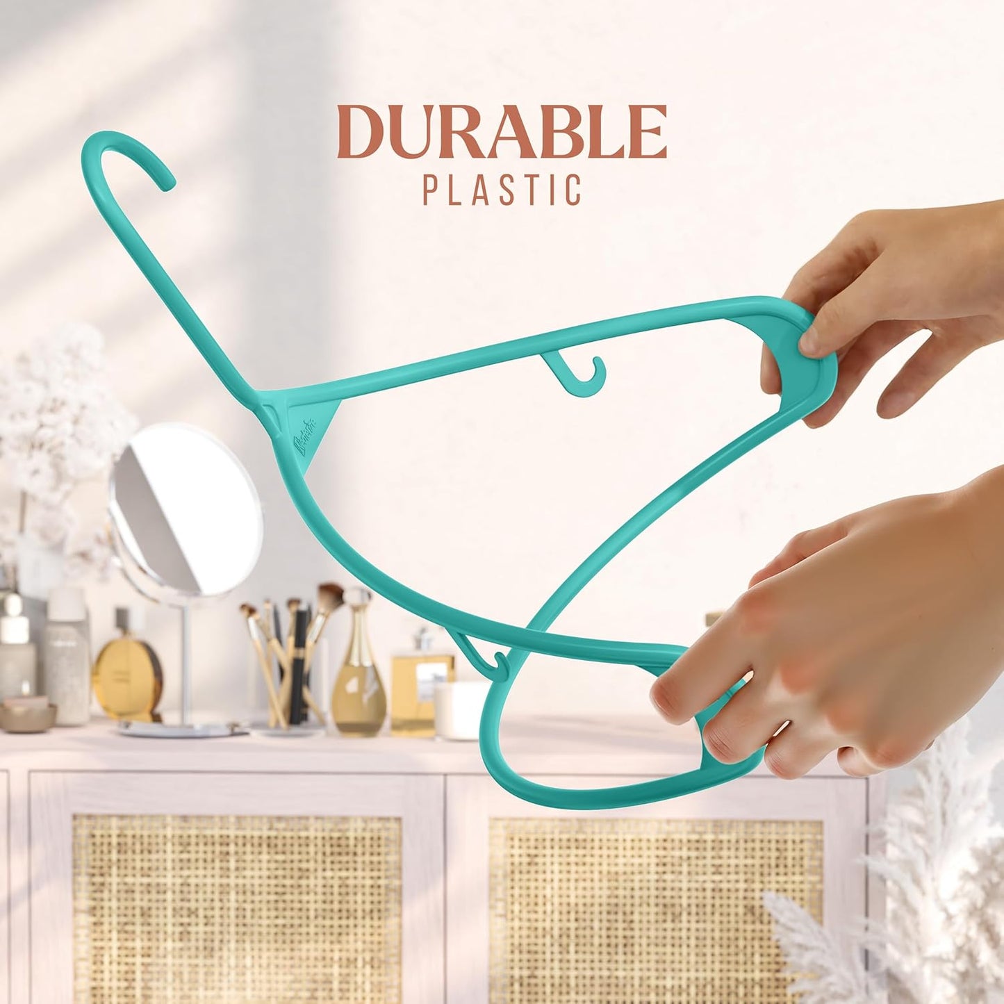 Aqua Plastic Hangers 20 Pack - Space-Saving Clothes Hangers for Closets & Apartments
