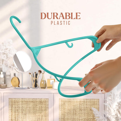 Aqua Plastic Hangers 20 Pack - Space-Saving Clothes Hangers for Closets & Apartments