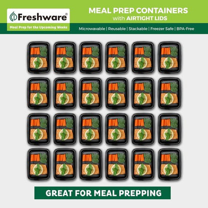 Freshware Meal Prep Containers - 50 Pack BPA-Free Food Storage with Lids | Stackable & Microwave Safe (16 oz)