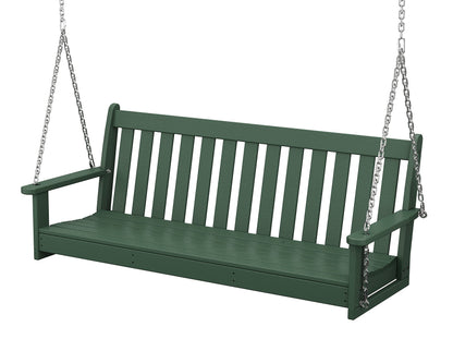 POLYWOOD Vineyard 5-Foot Porch Swing, Heavy Duty HDPE Outdoor Hanging Bench, Patio Swing for Adults Kids, Deck Garden Furniture, Green