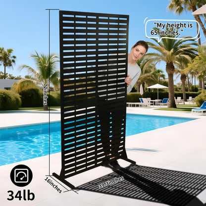 Metal Privacy Screen, 72" Outdoor Privacy Screen, Privacy Fence Panels with Stand, Provide Deck Privacy Protection, Privacy Fence for Garden, Pool, Patio, Balcony, Backyard Landscape