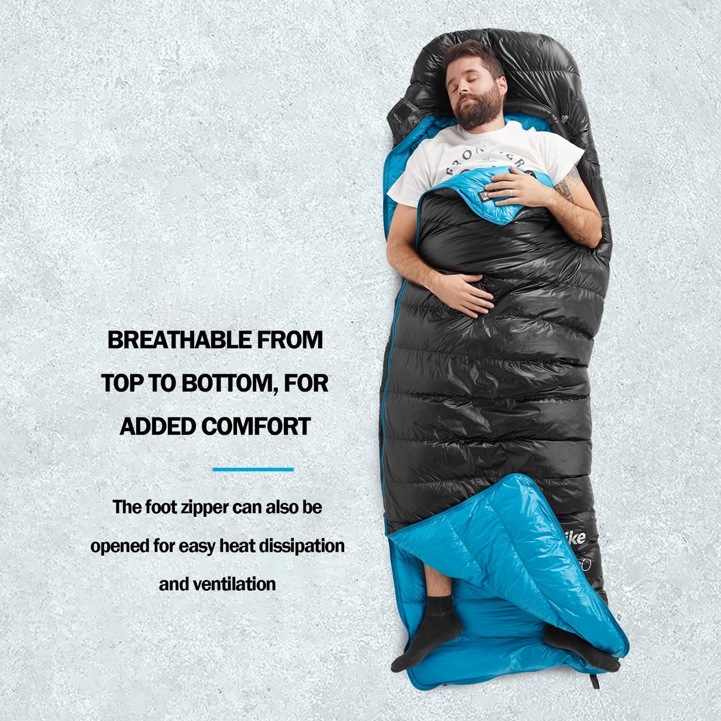 Naturehike Ultralight Down Cold Weather Sleeping Bag, 650FP Compact Sleeping Bag 3-4 Season for Adults & Kids, Backpacking, Camping, Hiking, Traveling with Compression Sack (Black, Large)