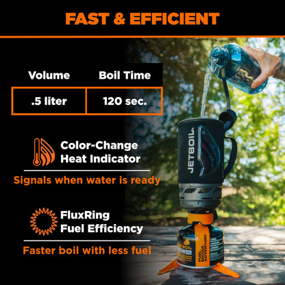 Jetboil Flash Java 1.0L Portable Fast Boil Stove with Silicone French Press and 1-Step Auto Ignition for Camping and Backpacking, Propane/Isobutane Burner with Cooking Cup, Topo