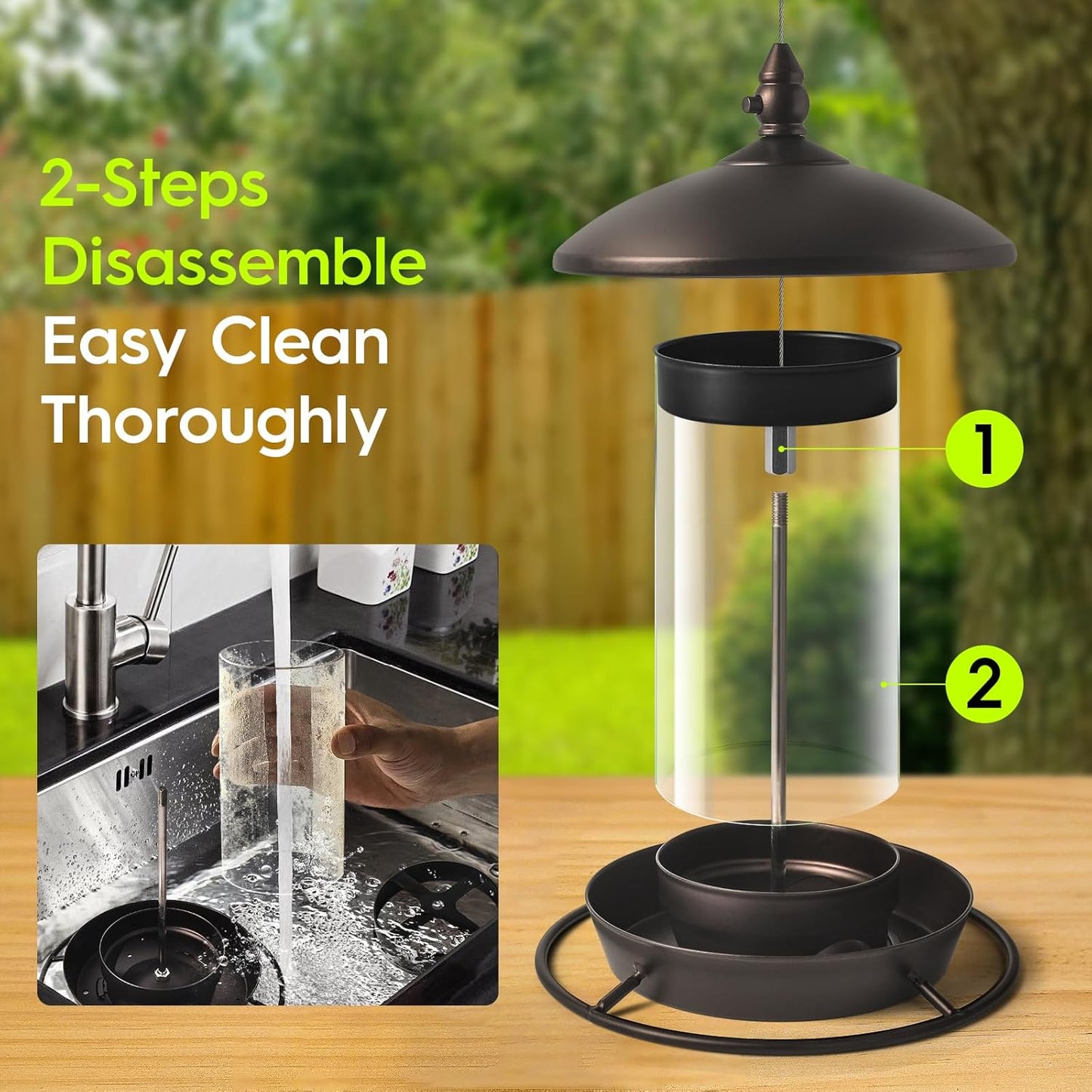 Youvip Metal Roof Bird Feeder - Chew-Proof Design for Outdoor Hanging | Bronze Finish