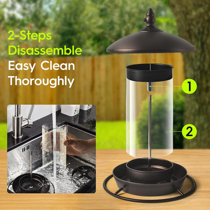Youvip Metal Roof Bird Feeder - Chew-Proof Design for Outdoor Hanging | Bronze Finish