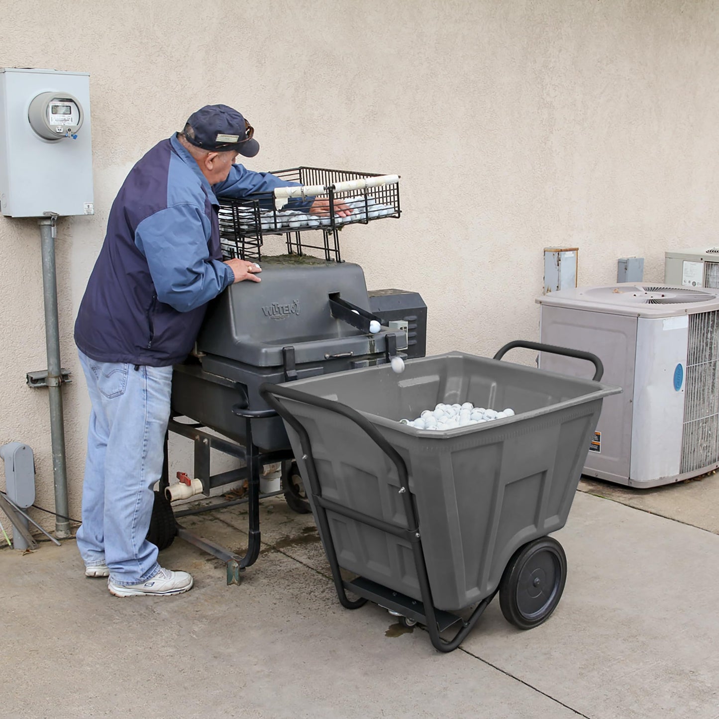 ReadySpace Heavy Duty Plastic Transport Cart for Trash and Bulky Items for Commercial or Home Use, 30-Inch W x 48-Inch D x 34-Inch H, 60 Gallon Capacity, 76460GREYRS, Gray