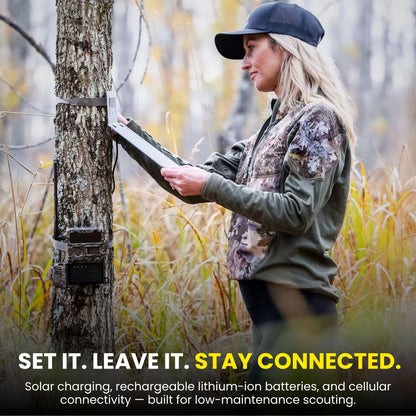 Yellowstone.ai Y2 4G LTE Cellular Trail Camera with Phone App - Solar Panel & 2 Battery Packs - No Glow Night Vision, HD 1080p, IP66 Waterproof - Hunting Deer Game Camera