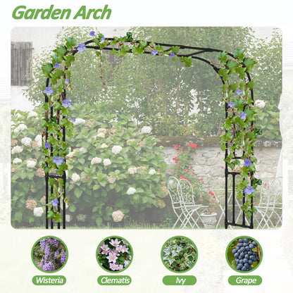 Trellume Thickened Metal Garden Arch-98.4"(L)*94.5"(H),Garden Arch Trellis for Climbing Plants Outdoor, Heavy Duty Rust-Proof Iron Arbor Archway for Backyard, Patio, Lawn and Wedding Decorations