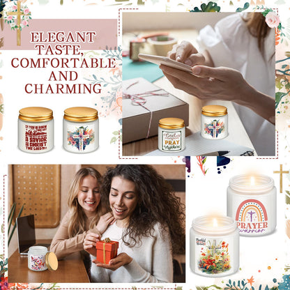MTLEE 24 Pcs Christian Gifts for Women Bulk Lent with Catholic Bible Verses Religious Faith Jar Scented Candles for Church Coworkers Employees Teachers Nurse Healthcare Worker(White)